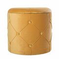 Kd Americana 15.75 x 15.5 in. Round Wooden Velvet Ottoman Stool with Lid Yellow KD3164209